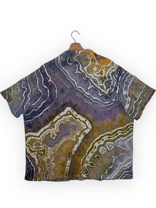 Short Sleeve Camp Shirt With Embroidered Sleeves (XXL)