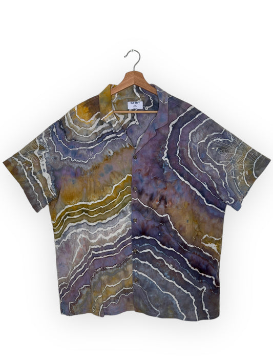 Short Sleeve Camp Shirt With Embroidered Sleeves (XXL)