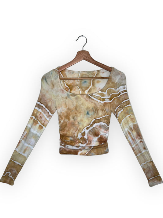 Ruched Long Sleeve Crop - Sandstone (Small)