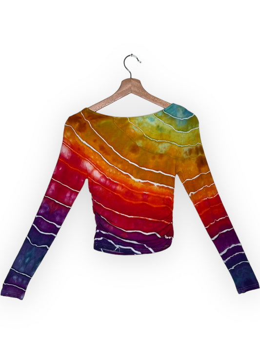 Ruched Long Sleeve Crop - Rainbow (Medium)