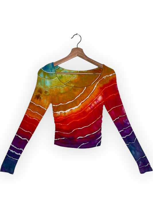 Ruched Long Sleeve Crop - Rainbow (Medium)