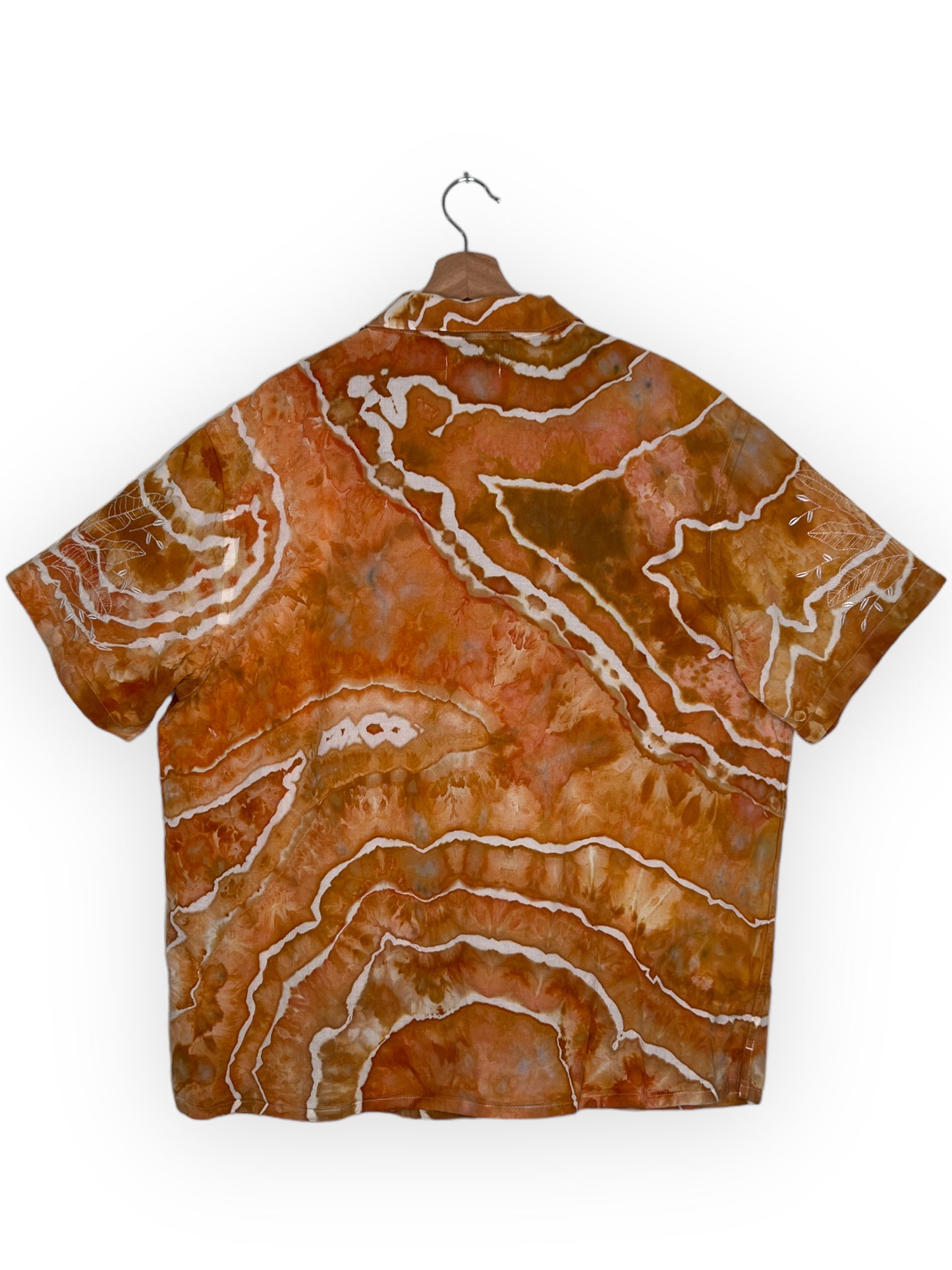 Short Sleeve Camp Shirt With Embroidered Sleeves (XL)