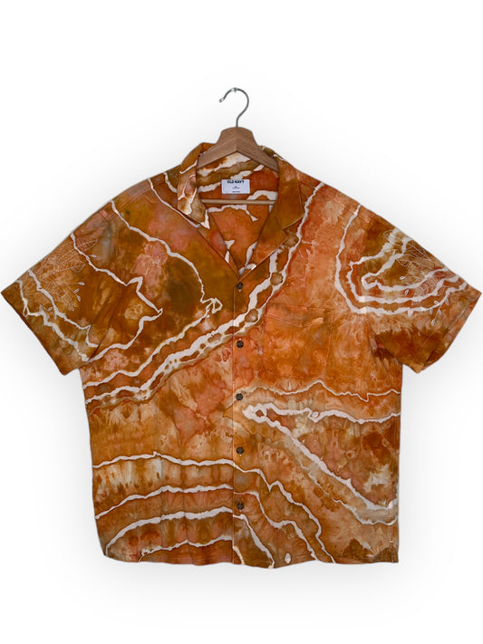 Short Sleeve Camp Shirt With Embroidered Sleeves (XL)