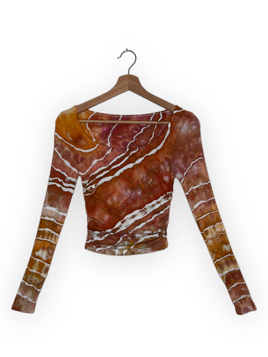 Ruched Long Sleeve Crop - Red Rocks (Small)