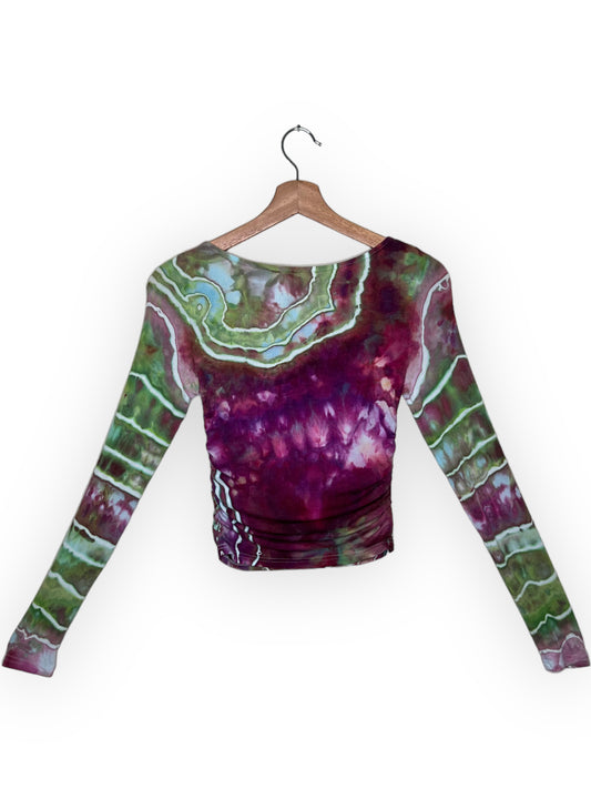 Ruched Long Sleeve Crop - Strawberry Tops (Medium)