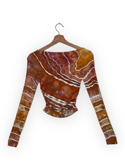 Ruched Long Sleeve Crop - Red Rocks (Small)