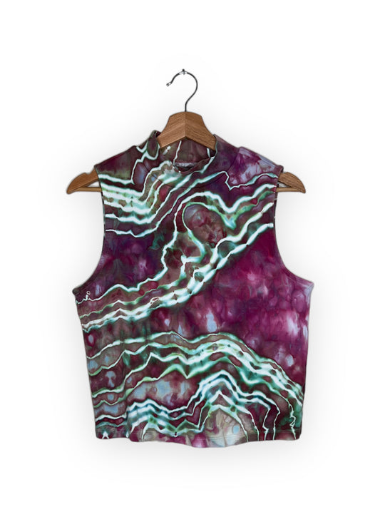 Mock Neck Tank Top - Strawberry Skies (L)