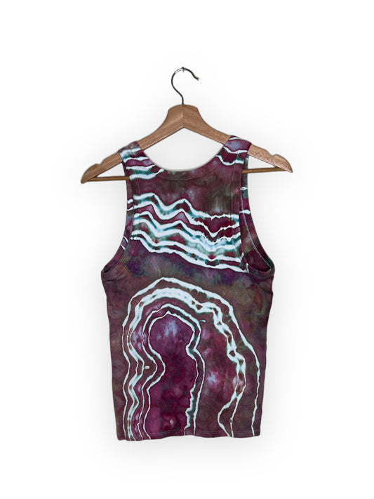 High Neck Ribbed Tank Top - Strawberry Skies (XL)