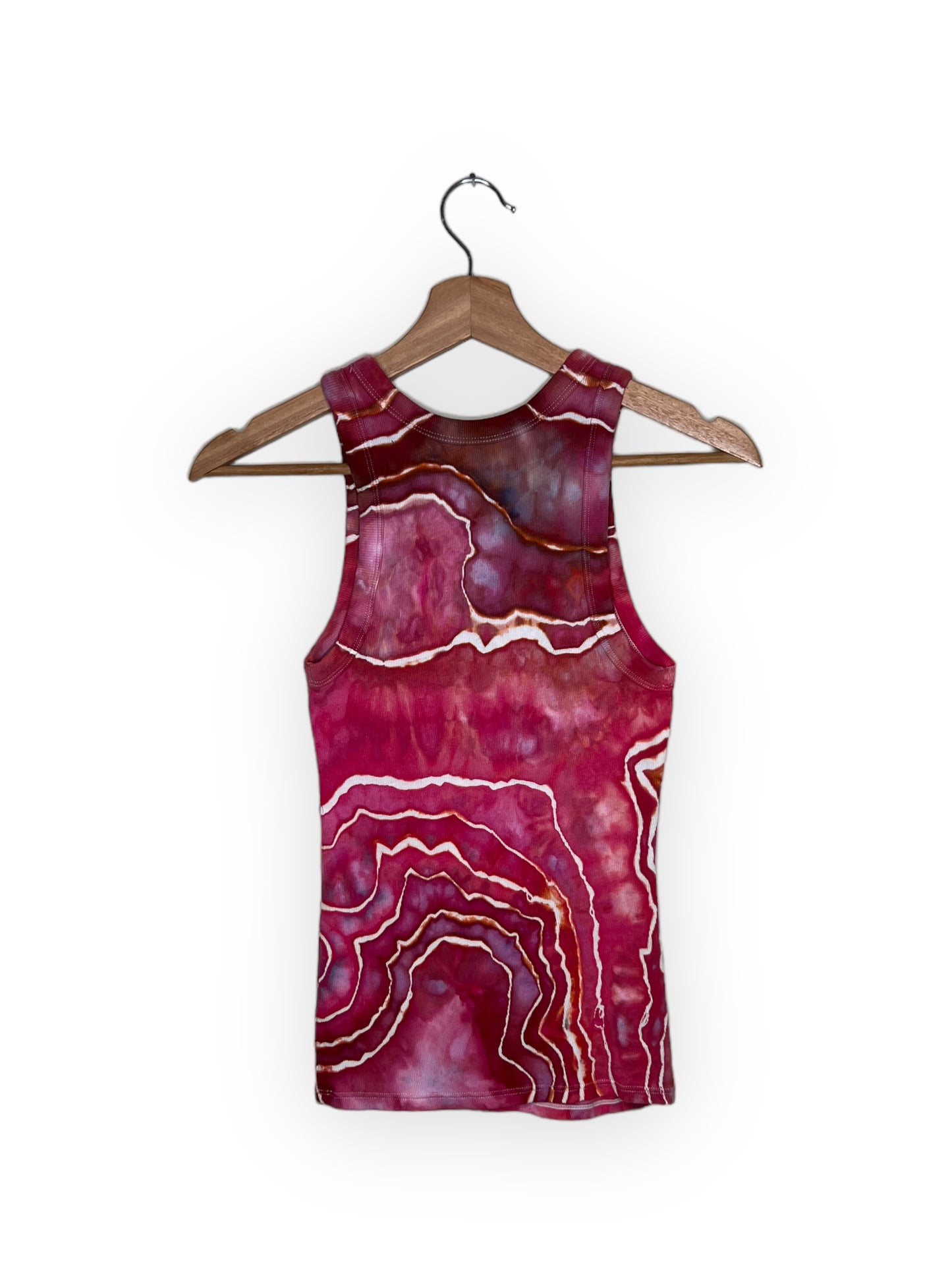 High Neck Ribbed Tank Top - Magenta (Small)