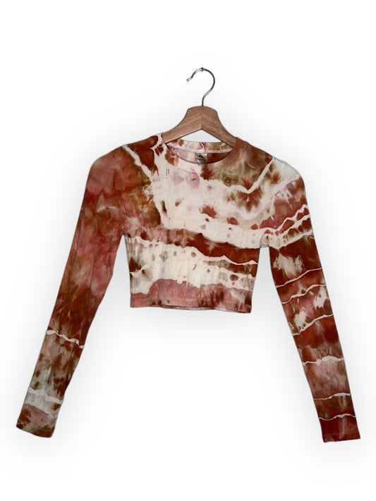 Micro Rib Long Sleeve Crop - Red Rocks (Small)