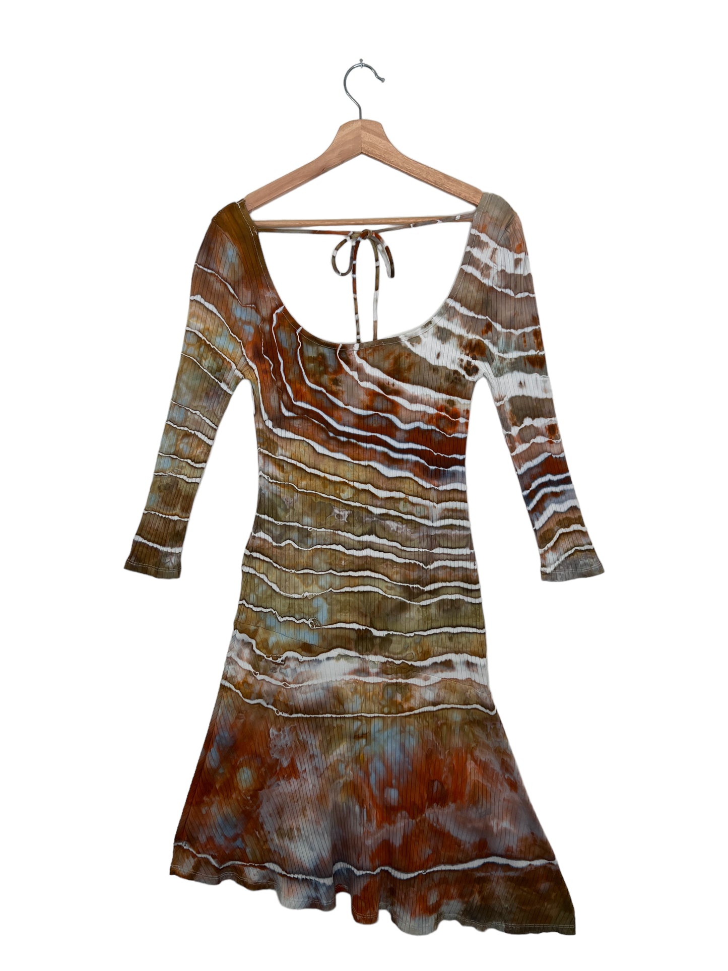 Square Neck Tie Back Asymmetrical Dress (M)