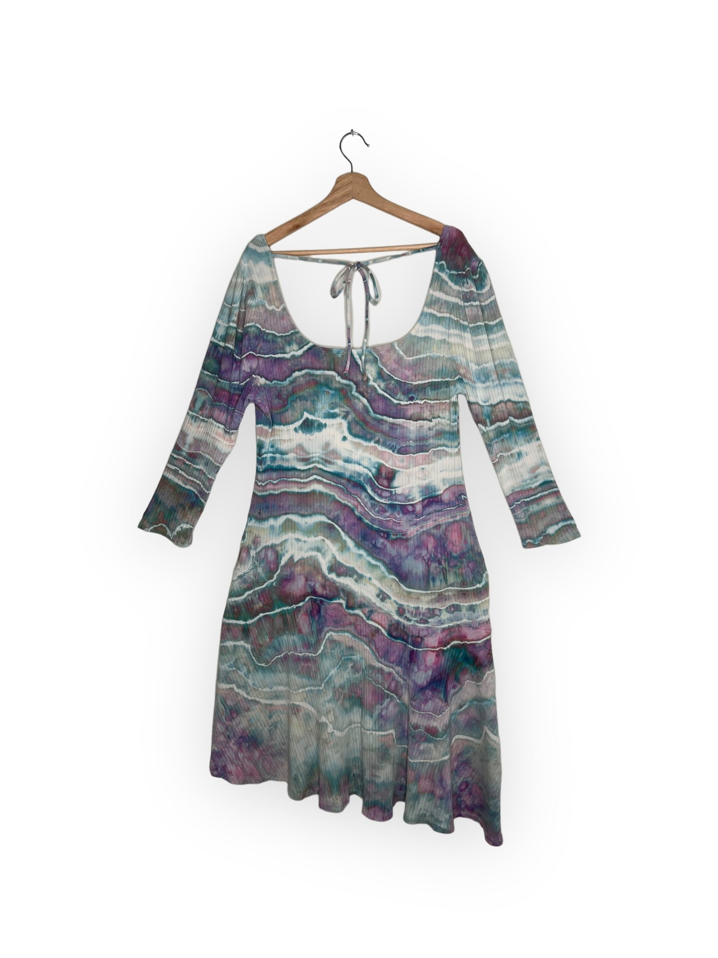 Square Neck Tie Back Asymmetrical Dress (3X)