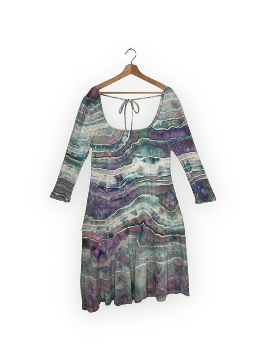 Square Neck Tie Back Asymmetrical Dress (3X)