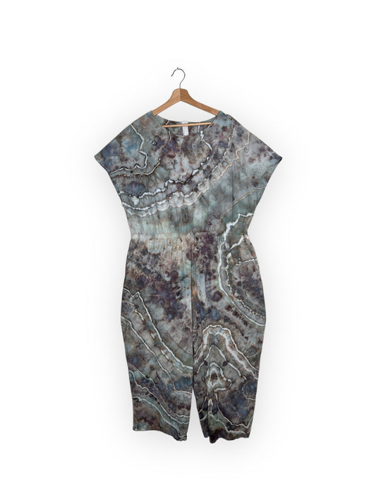 Blue Grey Flour Sack Cotton Jumpsuit (1X)