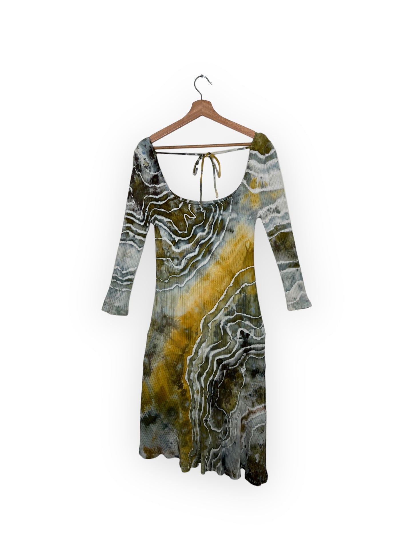 Square Neck Tie Back Asymmetrical Dress (L)