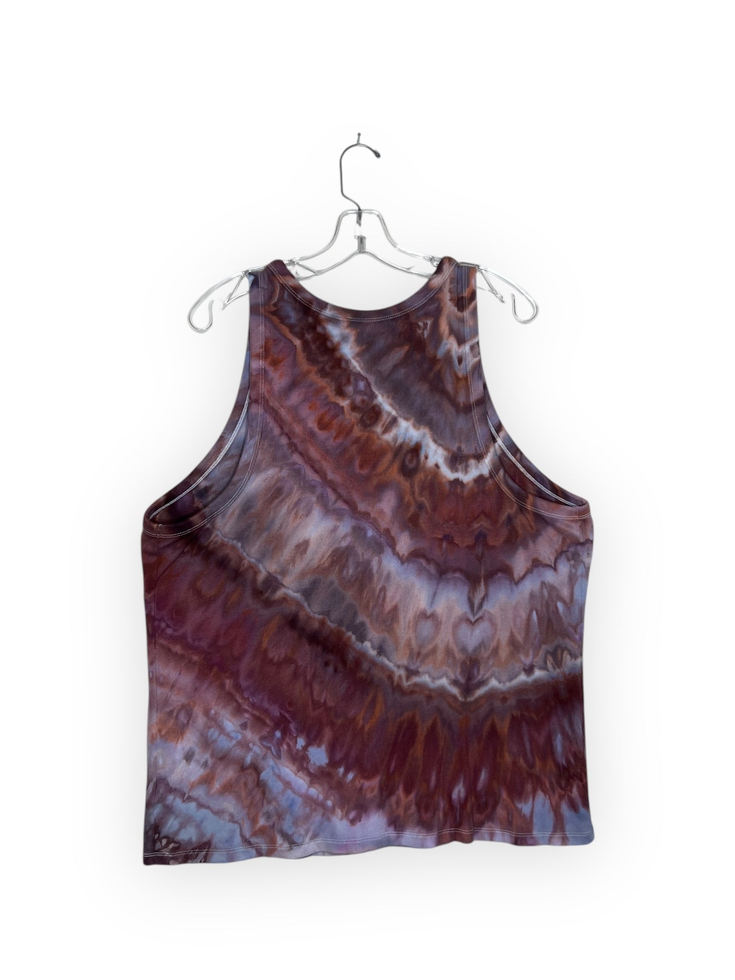 High Neck Ribbed Tank Top - Plum Wine (3X)