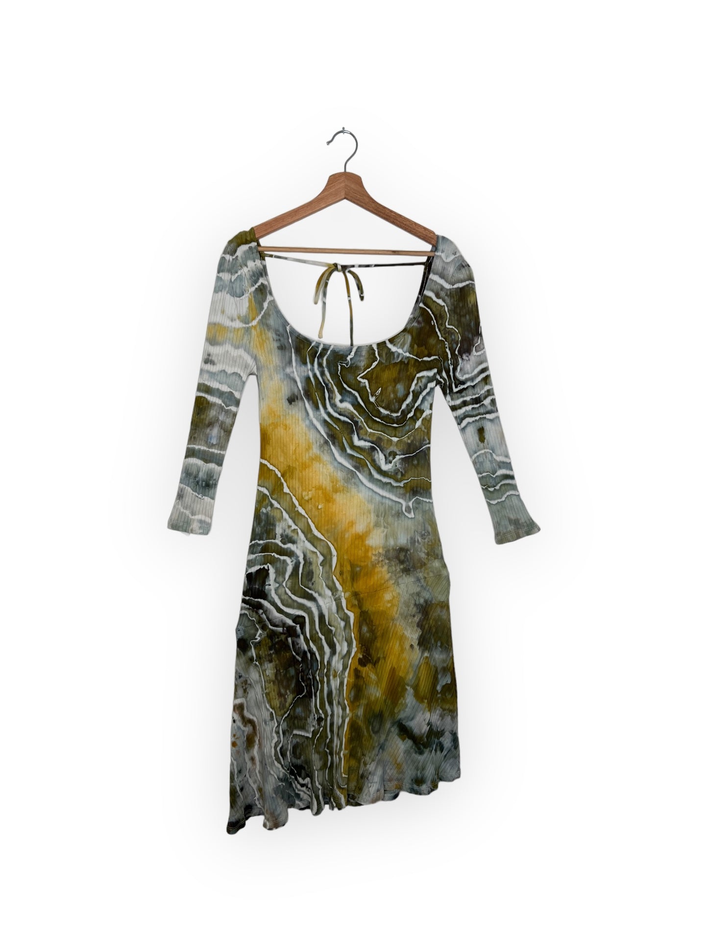 Square Neck Tie Back Asymmetrical Dress (L)