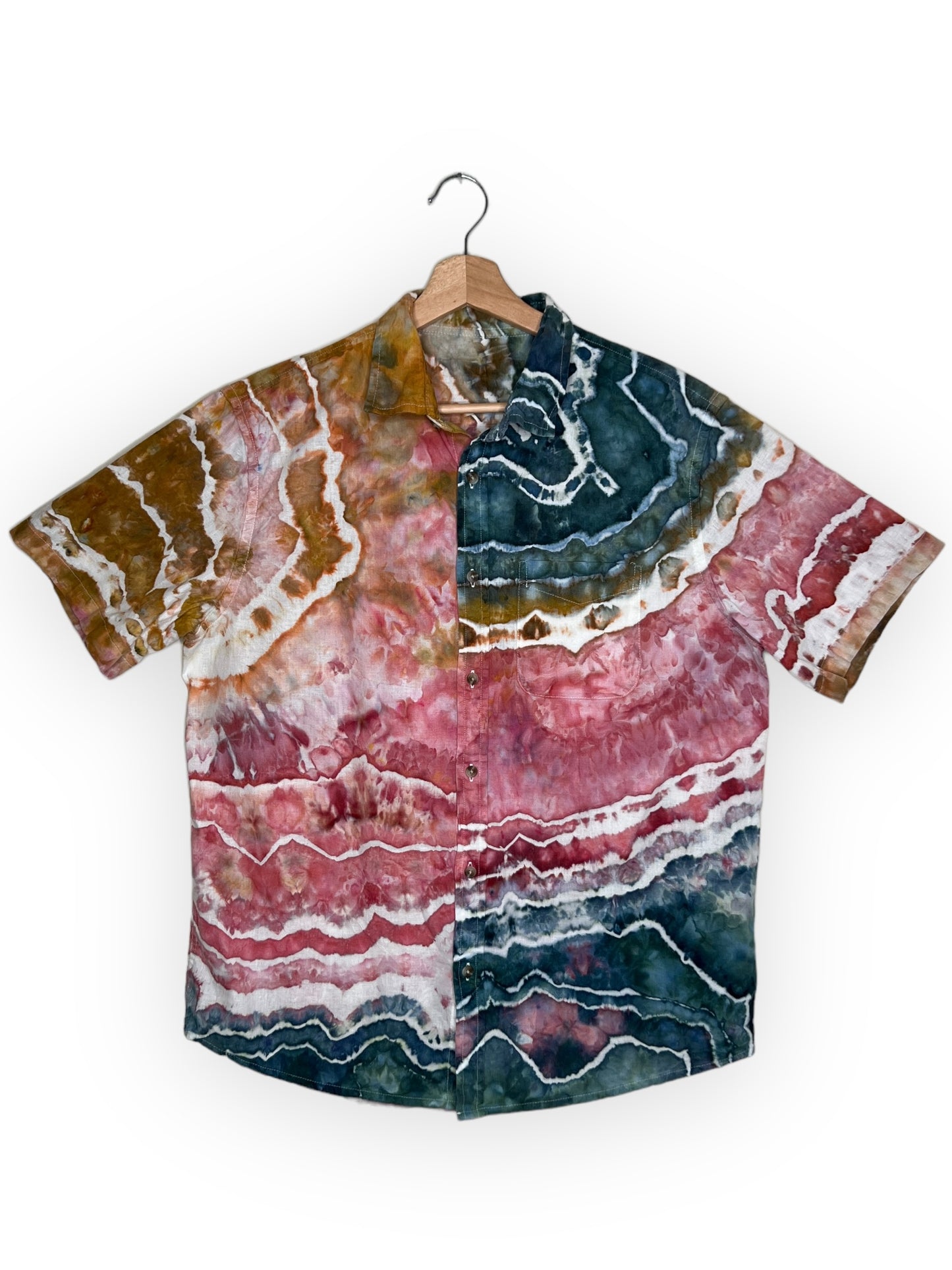 Short Sleeve Linen Dress Shirt (L)