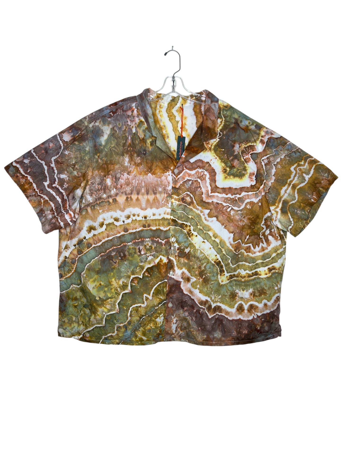 Short Sleeve Camp Shirt With Embroidery (4XL)