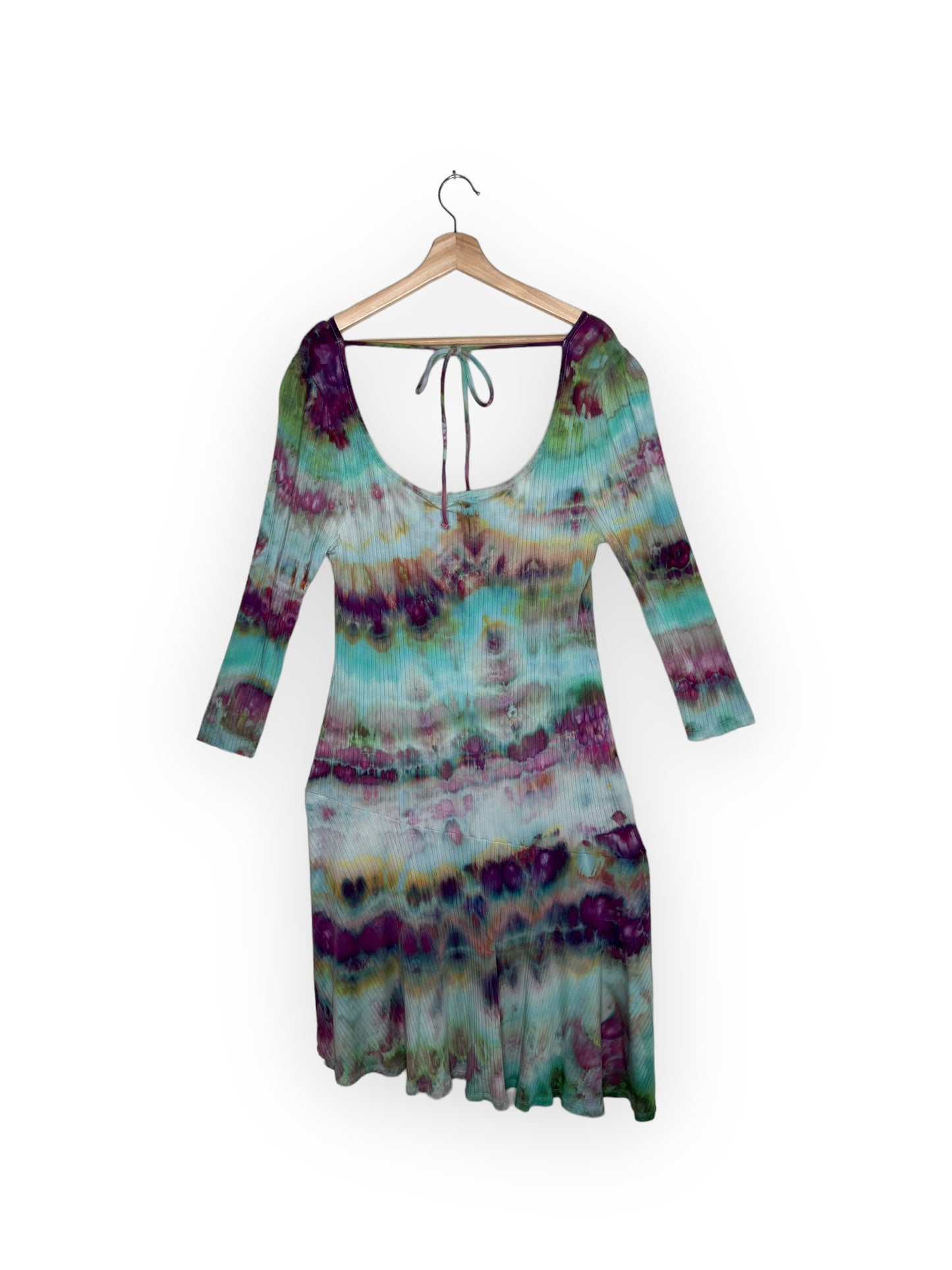 Square Neck Tie Back Asymmetrical Dress (2X)