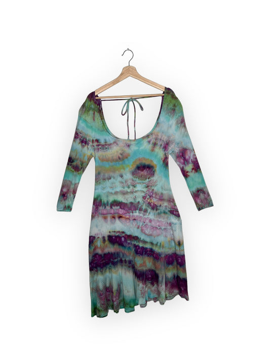 Square Neck Tie Back Asymmetrical Dress (2X)