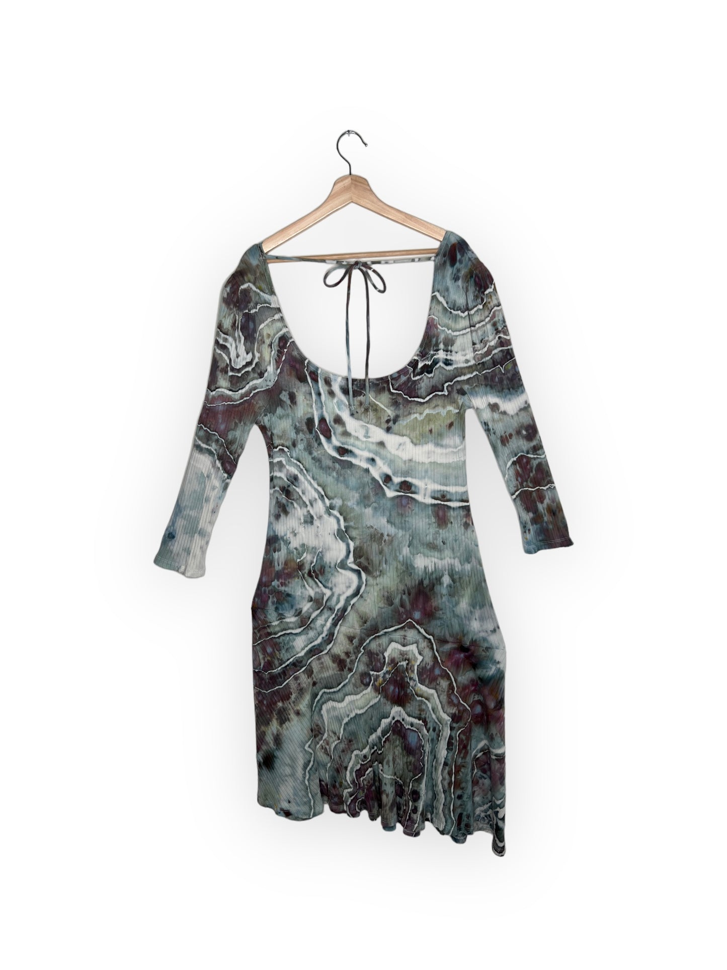 Square Neck Tie Back Asymmetrical Dress (2X)