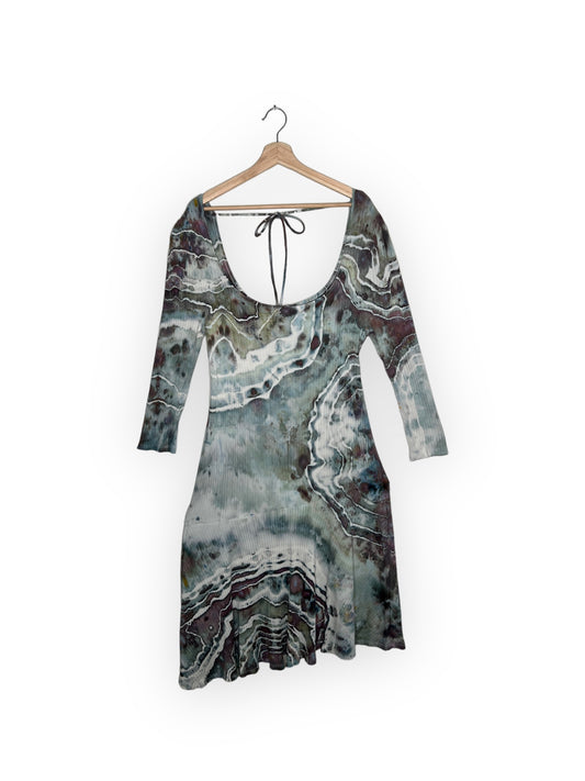 Square Neck Tie Back Asymmetrical Dress (2X)