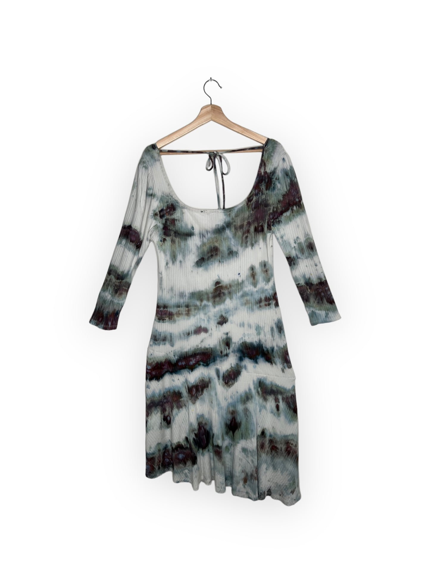 Square Neck Tie Back Asymmetrical Dress (1X)