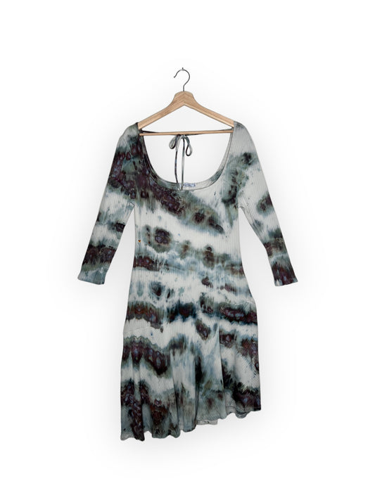 Square Neck Tie Back Asymmetrical Dress (1X)