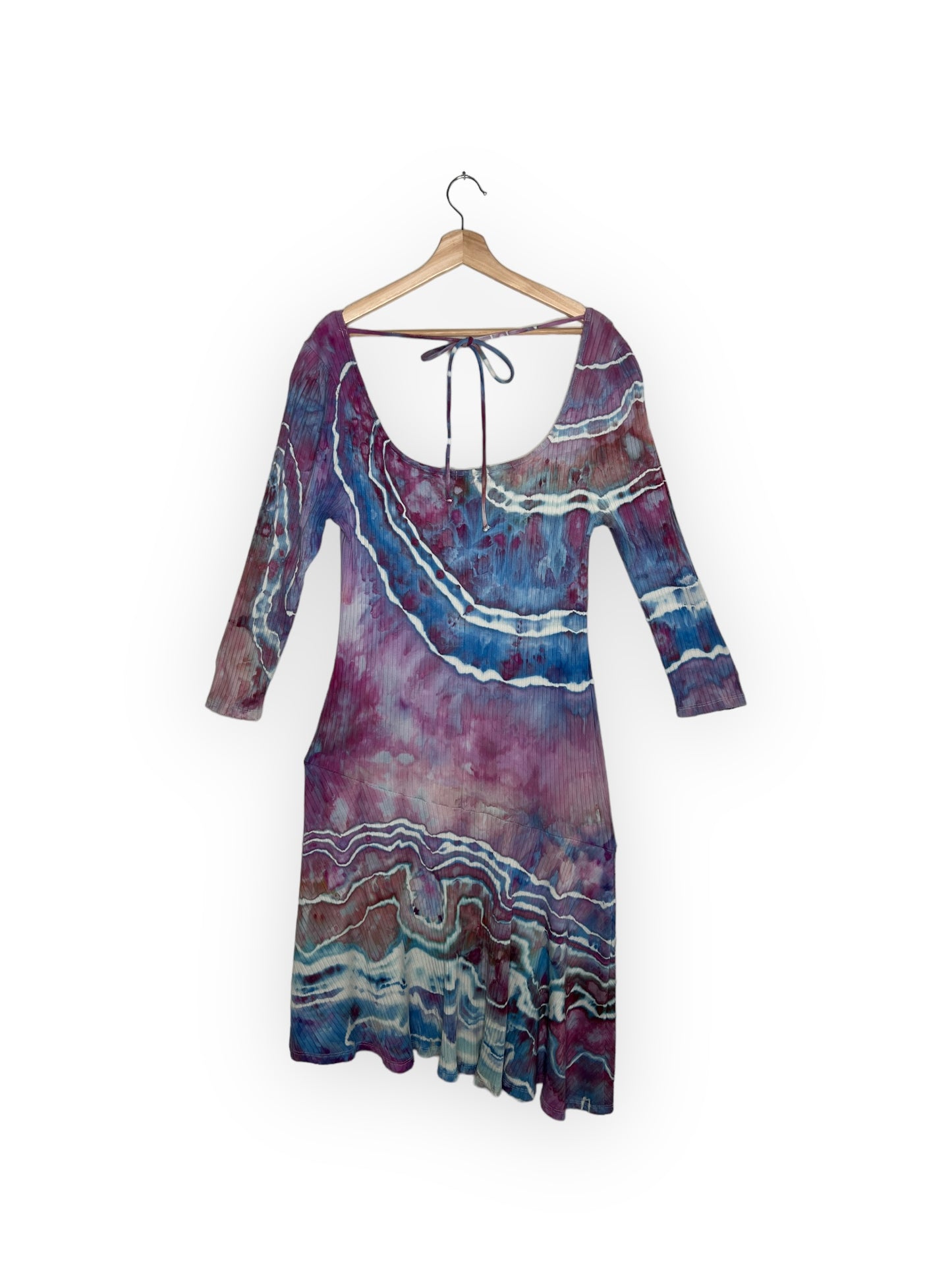 Square Neck Tie Back Asymmetrical Dress (1X)
