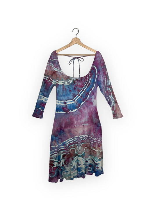 Square Neck Tie Back Asymmetrical Dress (1X)