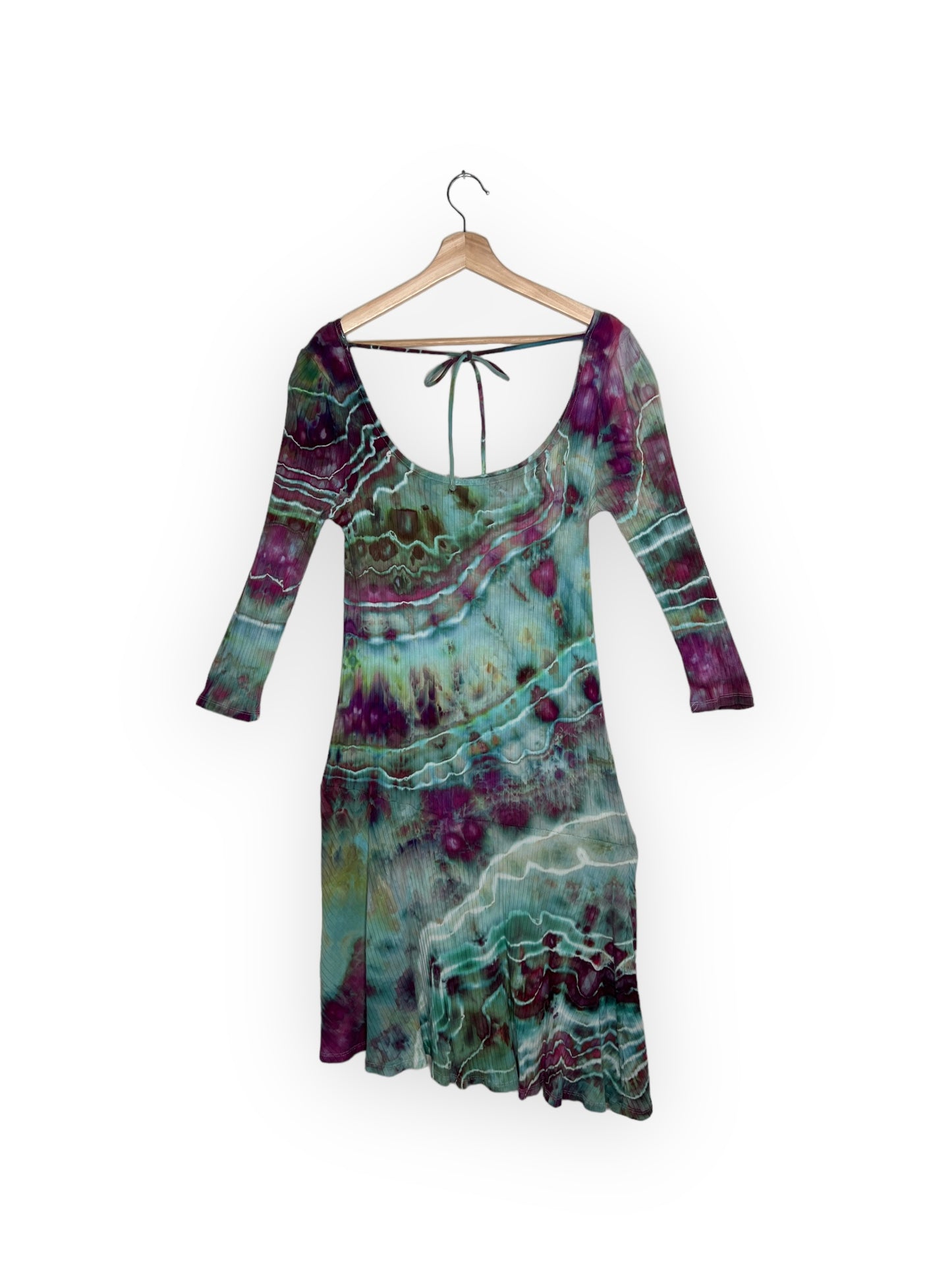 Square Neck Tie Back Asymmetrical Dress (XL)
