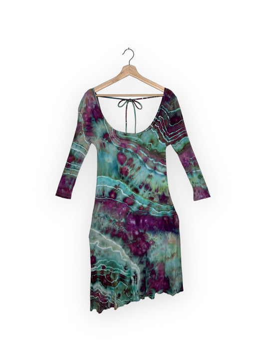 Square Neck Tie Back Asymmetrical Dress (XL)