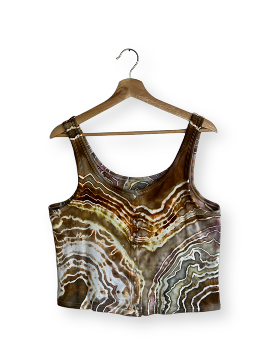 Bronze and Sage Loungewear Button Up Tank Top (XL)