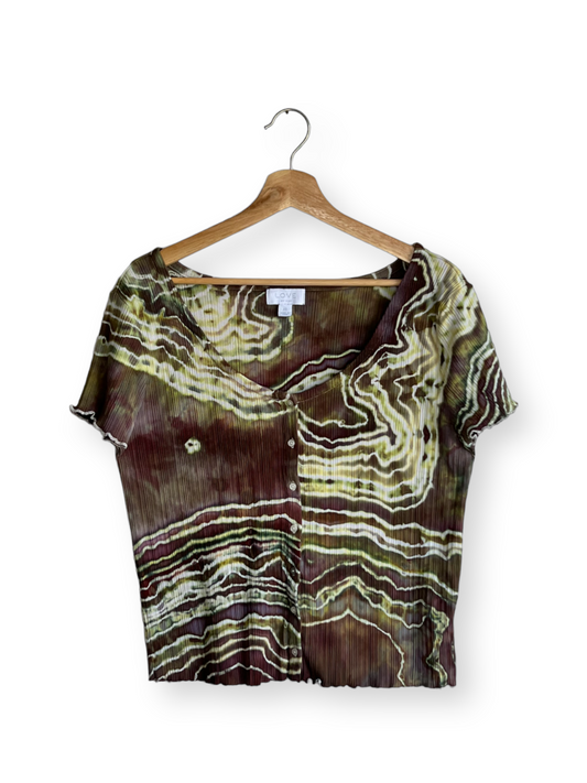 Caffeine Buzz Loungewear Button Up Blouse (XL)