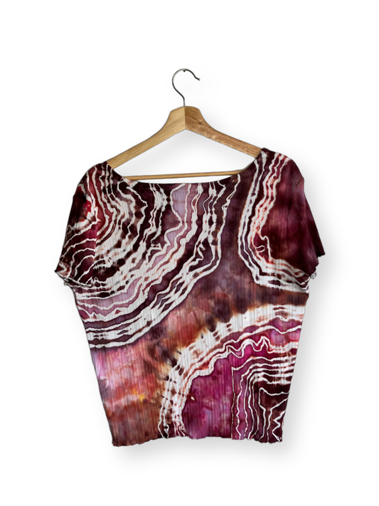 Maroon Geodesic Loungewear Button Up Blouse (XXL)