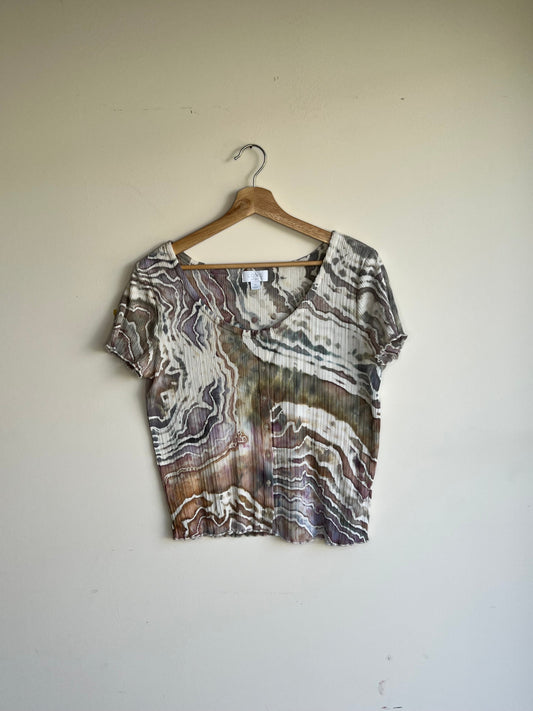 Wisteria Gray Geodesic Loungewear Button Up Blouse (XL)