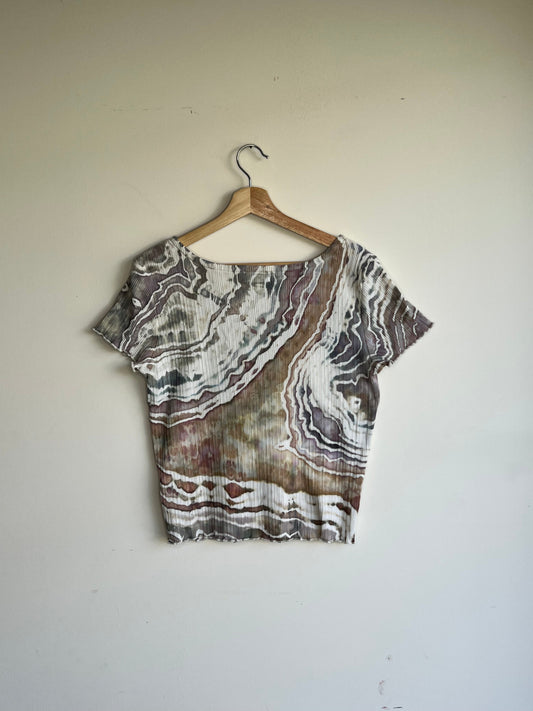 Wisteria Gray Geodesic Loungewear Button Up Blouse (XL)