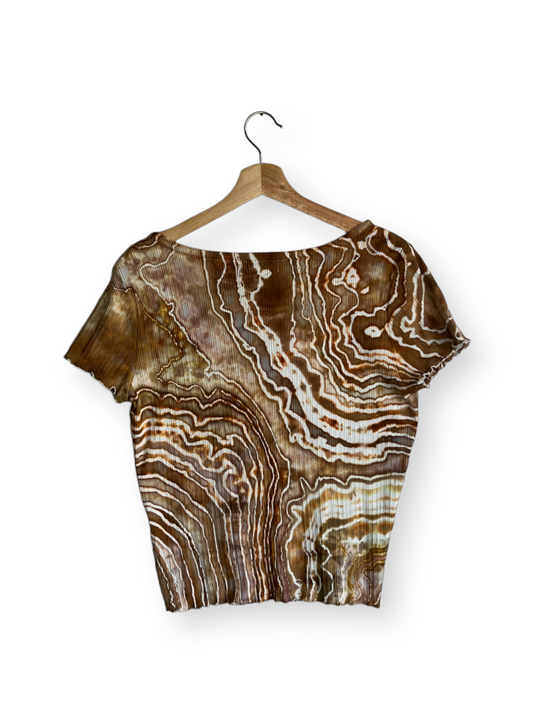 Bronze and Sage Geodesic Loungewear Button Up Blouse (XL)