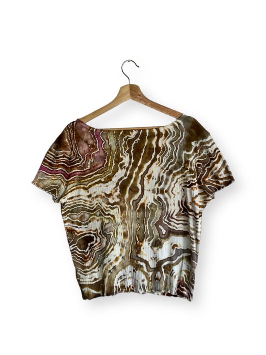 Bronze and Sage Geodesic Loungewear Button Up Blouse (XXL)