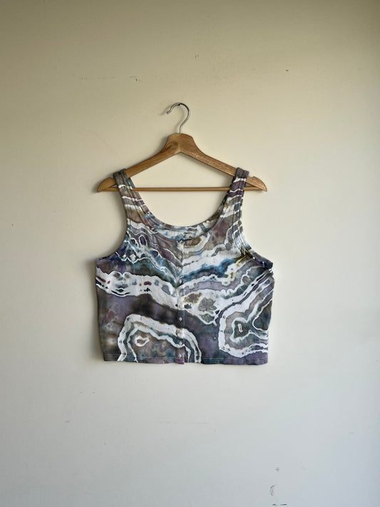 Wisteria Gray Loungewear Button Up Tank Top (XXL)