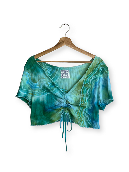 Blue-Green Crop Loungewear Top (1X)