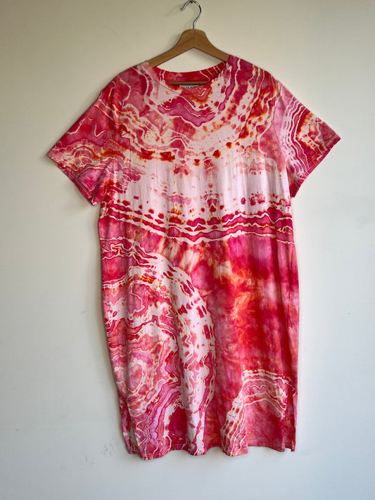 Pink and Peach Cotton Midi Dress (2X)