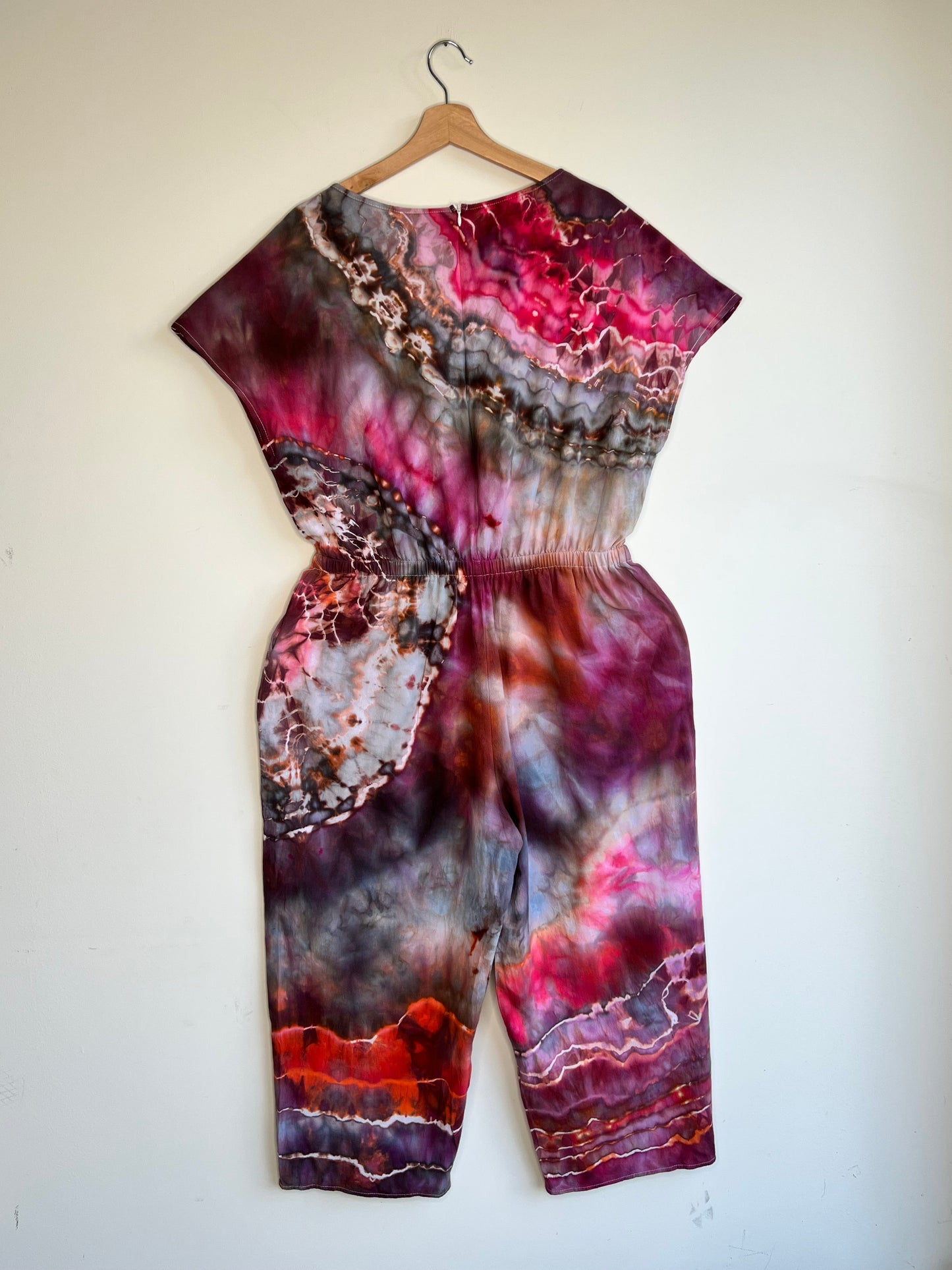 Pink and Maroon Flour Sack Cotton Jumpsuit