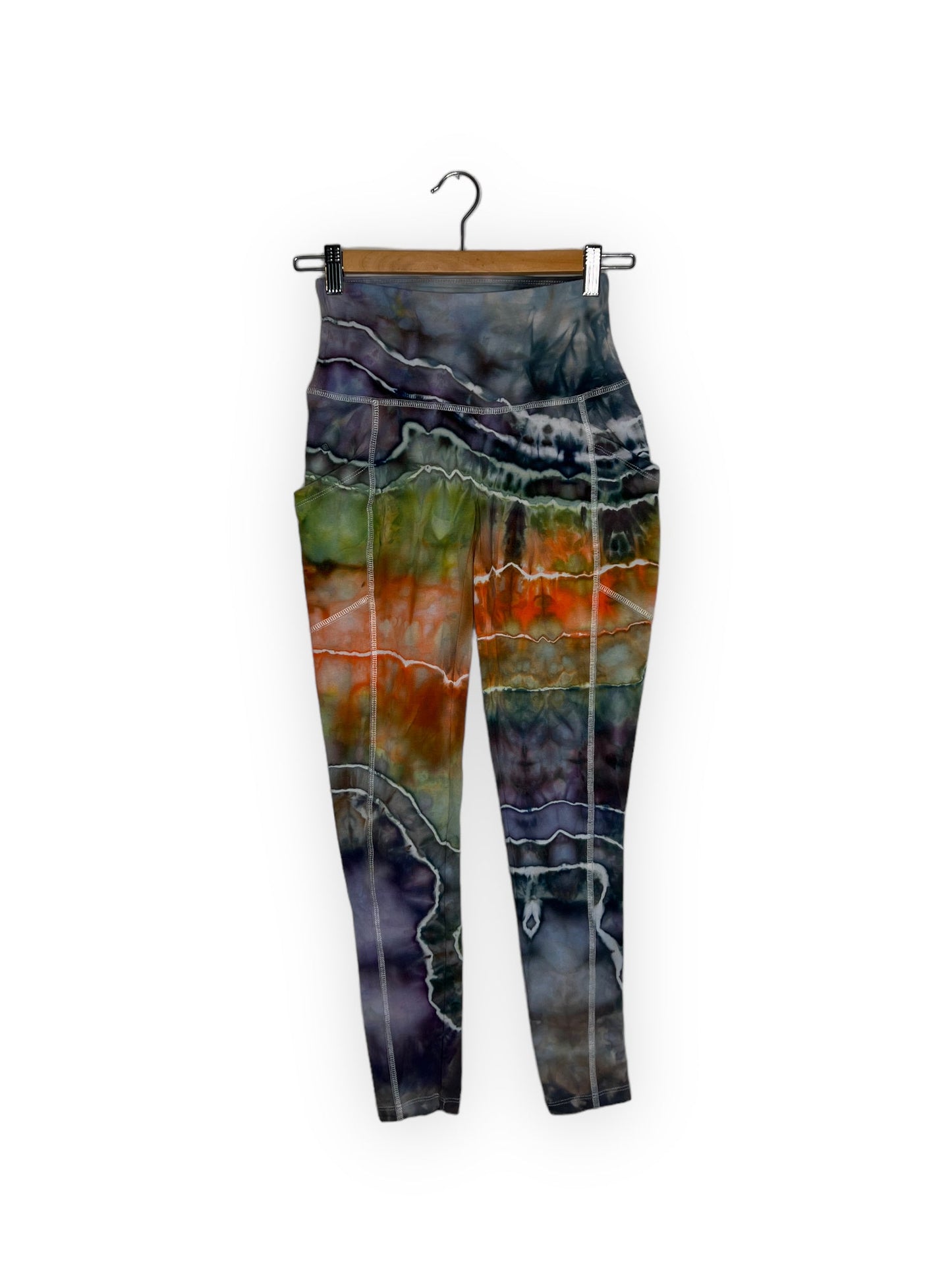 Cotton Compression Yoga Leggings with Pockets - Purple Haze (S)