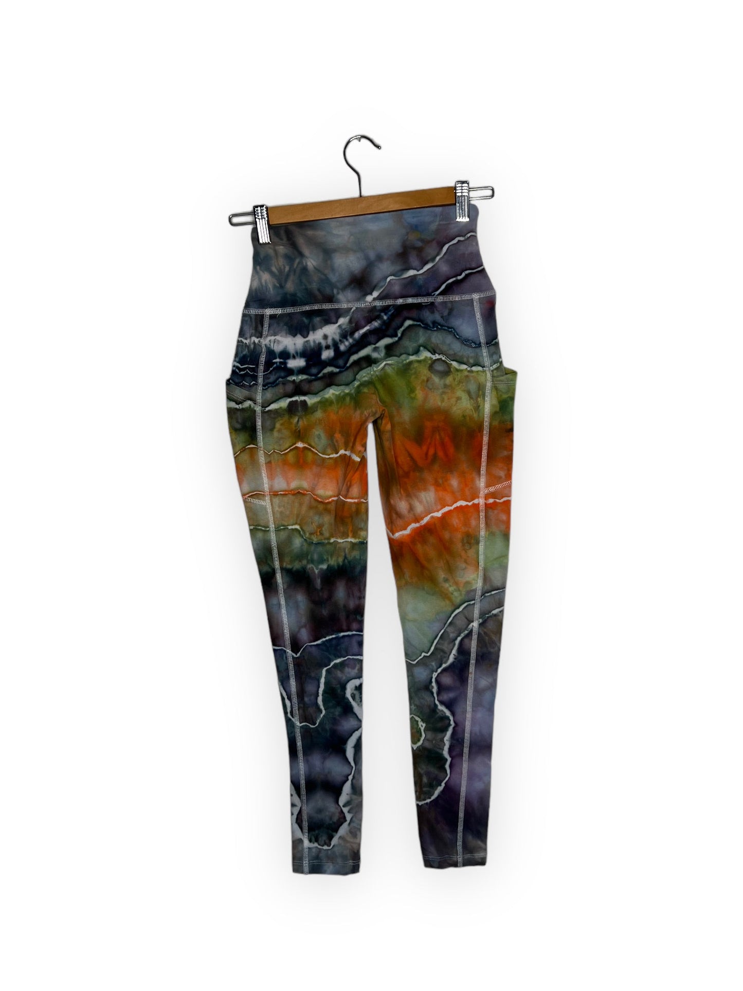 Cotton Compression Yoga Leggings with Pockets - Purple Haze (S)