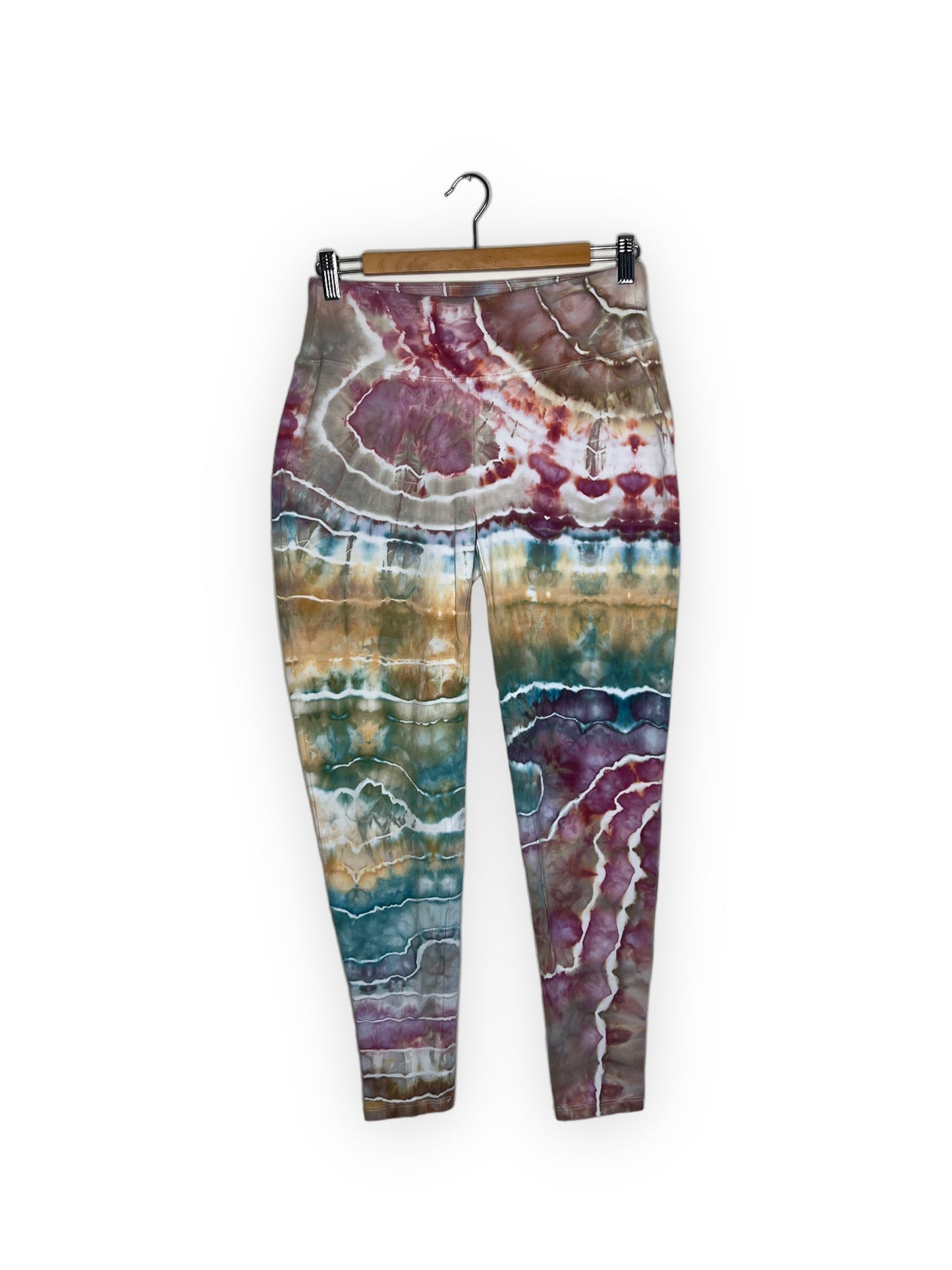 Cotton Compression Yoga Leggings - Bronze, Teal, and Maroon (1X)