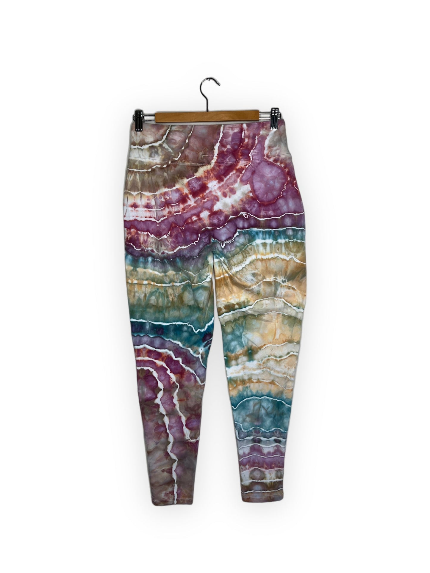 Cotton Compression Yoga Leggings - Bronze, Teal, and Maroon (1X)