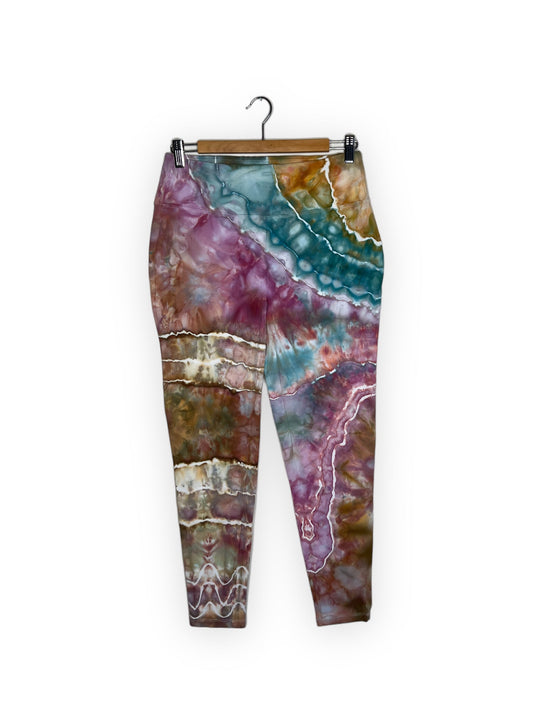 Cotton Compression Yoga Leggings - Maroon, Bronze, and Teal (1X)