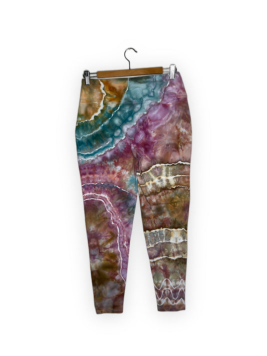 Cotton Compression Yoga Leggings - Maroon, Bronze, and Teal (1X)